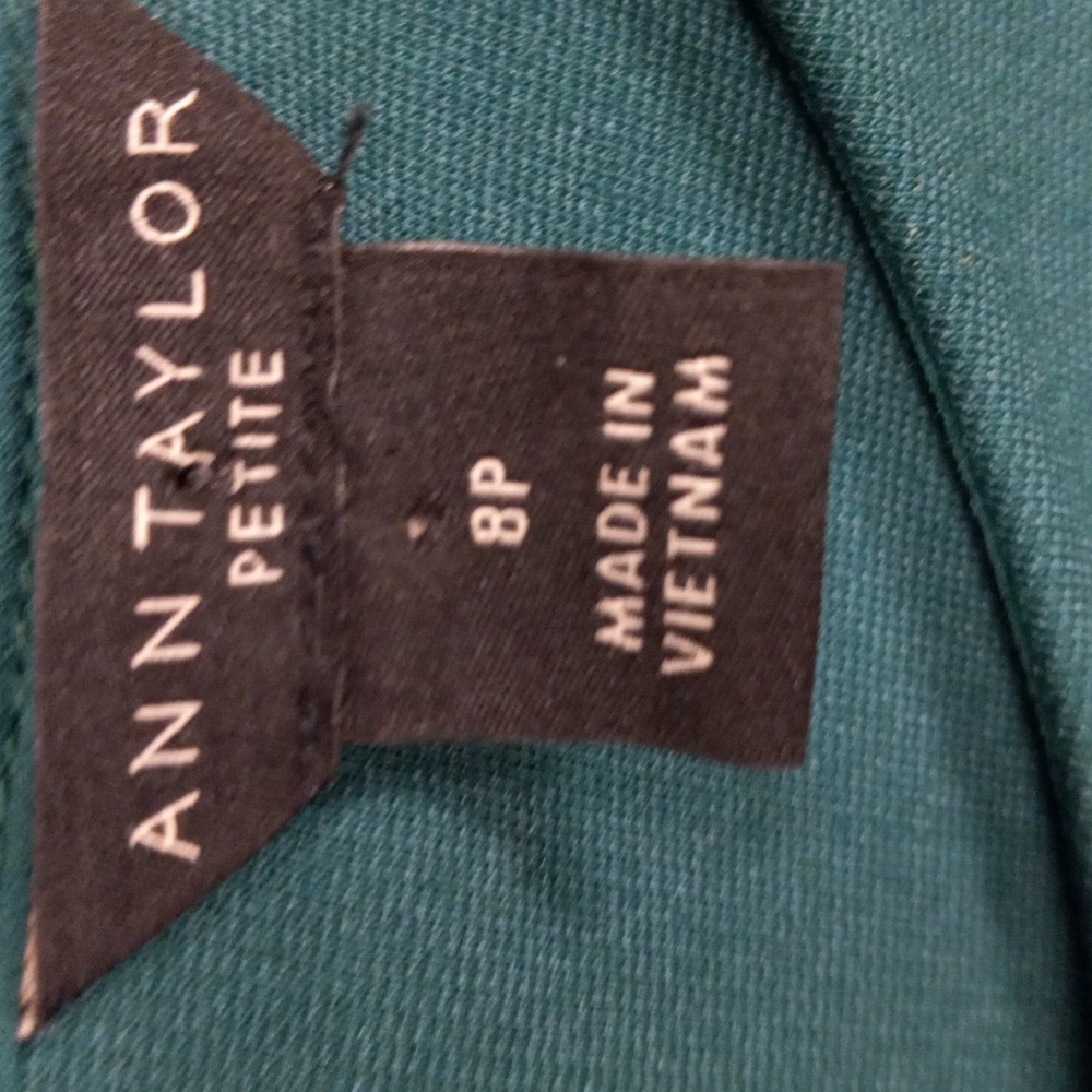 Ann Taylor Petite, Hunter Green, Sleeveless, Embroidered, Zip Back Dress - Picture 8 of 11